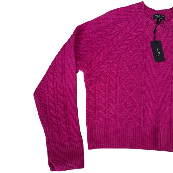 NWT Rag & Bone Pierce Cashmere Cable Sweater in Plum Size Extra Large - Picture 7 of 13